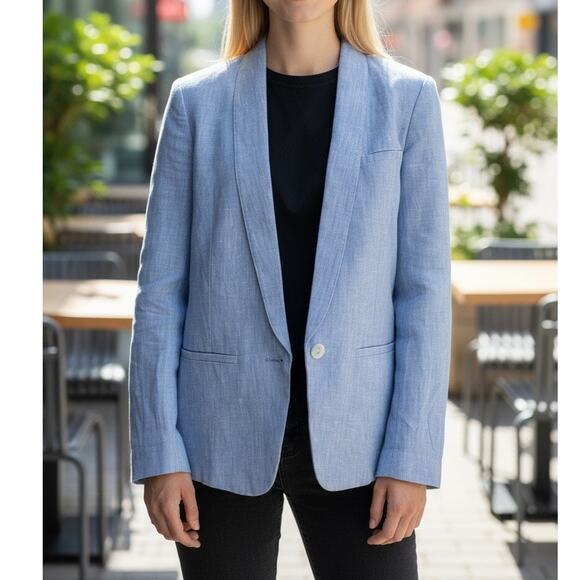 Joie Women’s Gruau Linen Blazer – Sunset Blue – Size 6 – Classic Style - Picture 1 of 10